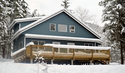 Custom home made by bavariancottages.com built out in Barriere BC, Canada. 3 bedroom with large vaulted ceilings